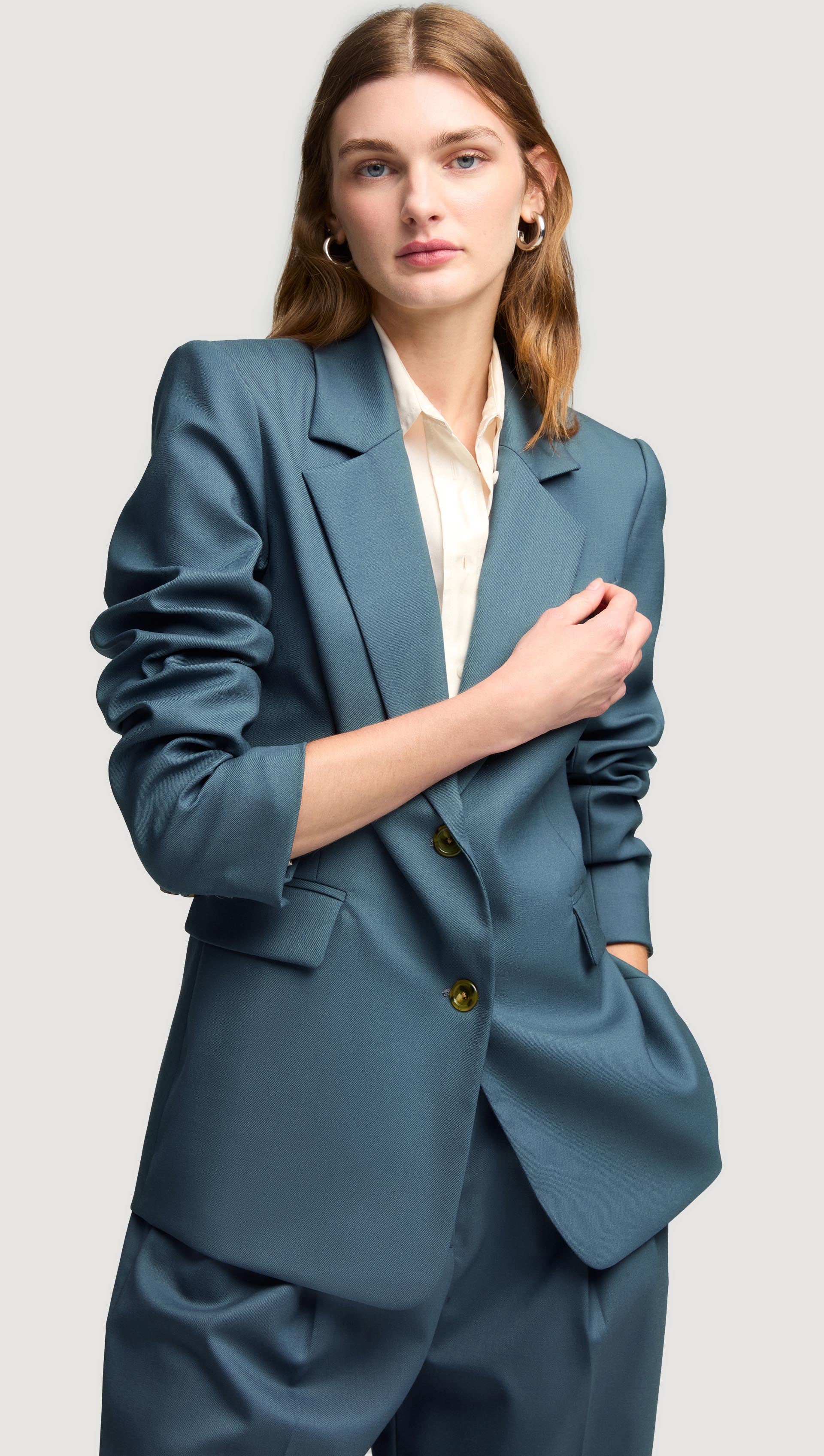 Two-Button Blazer in Seasonless Wool | Stone Blue