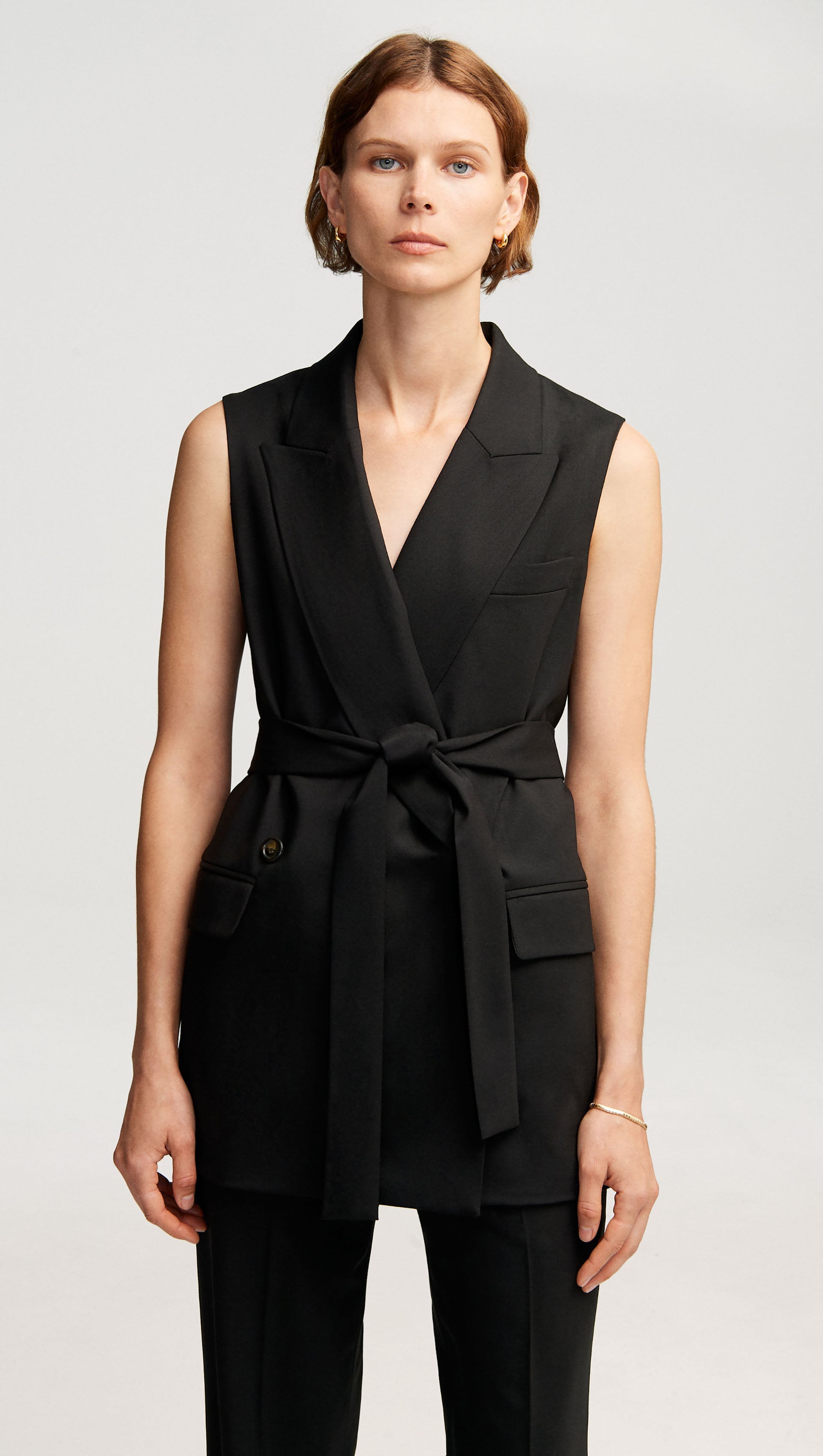 Belted Vest in Seasonless Wool | Black