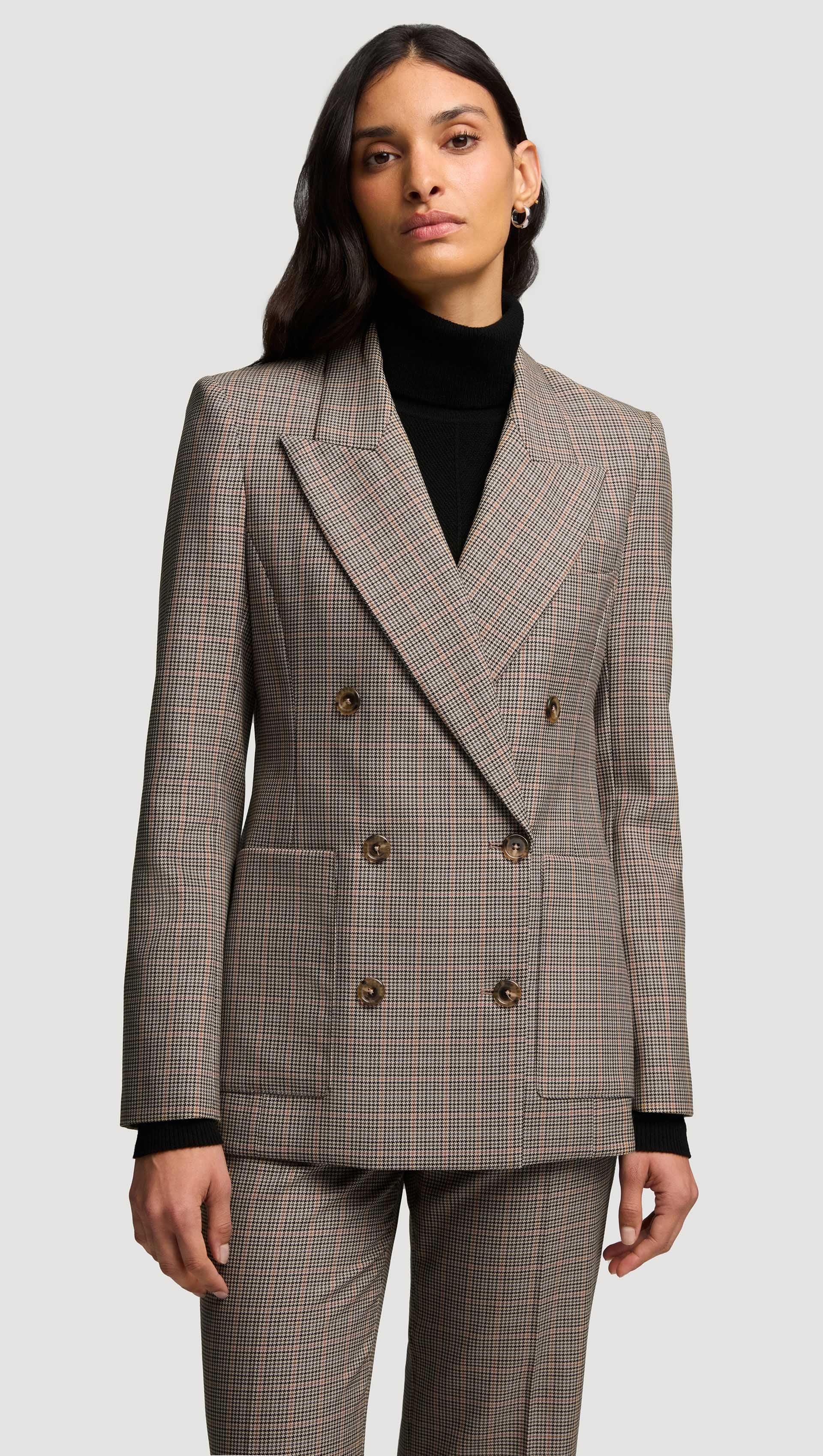 Chelsea Blazer in Wool Blend | Plaid Houndstooth