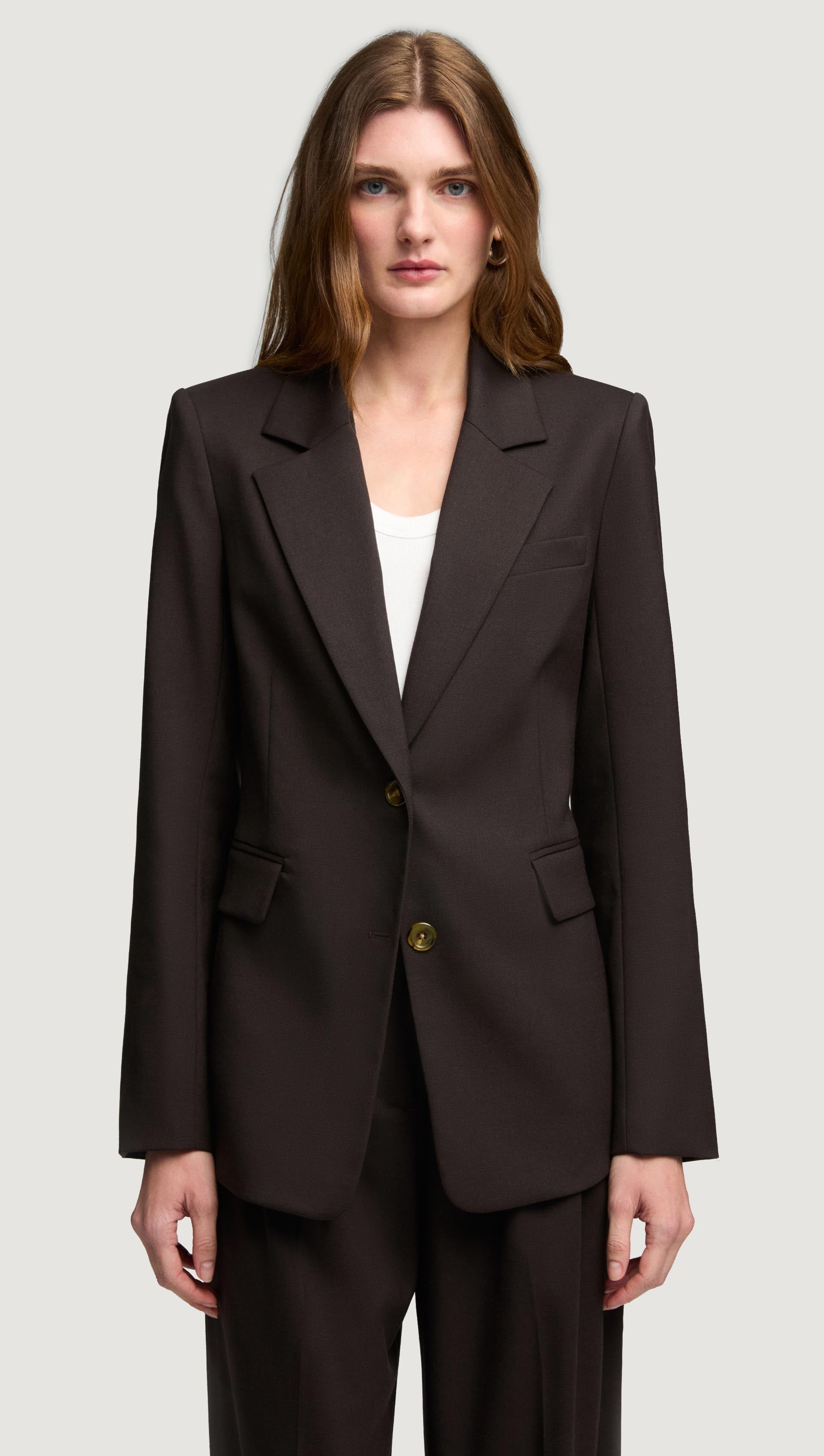 Two-Button Blazer in Seasonless Wool | Coffee