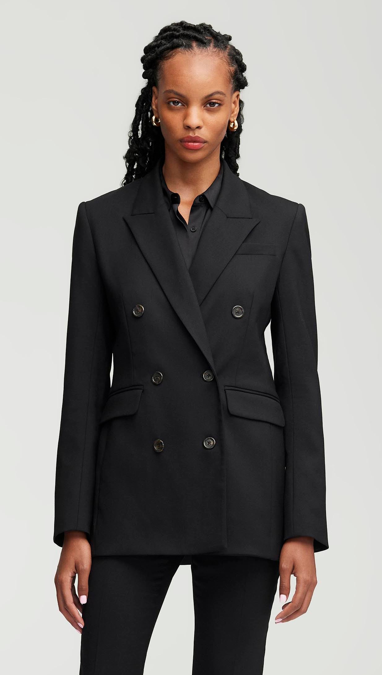 Double-Breasted Blazer in Seasonless Wool | Black