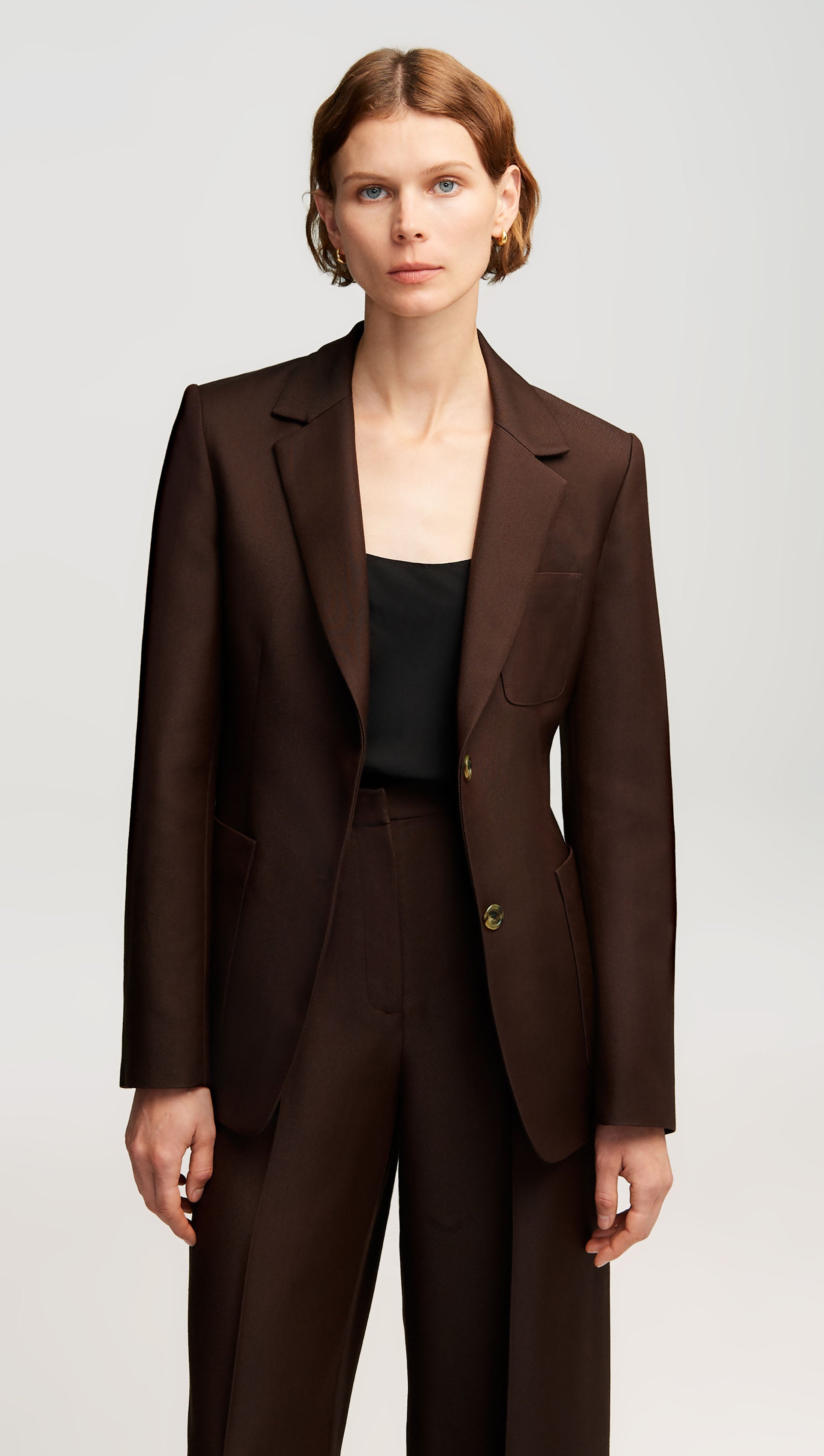 Weekend Blazer in Structured Viscose Twill | Chocolate