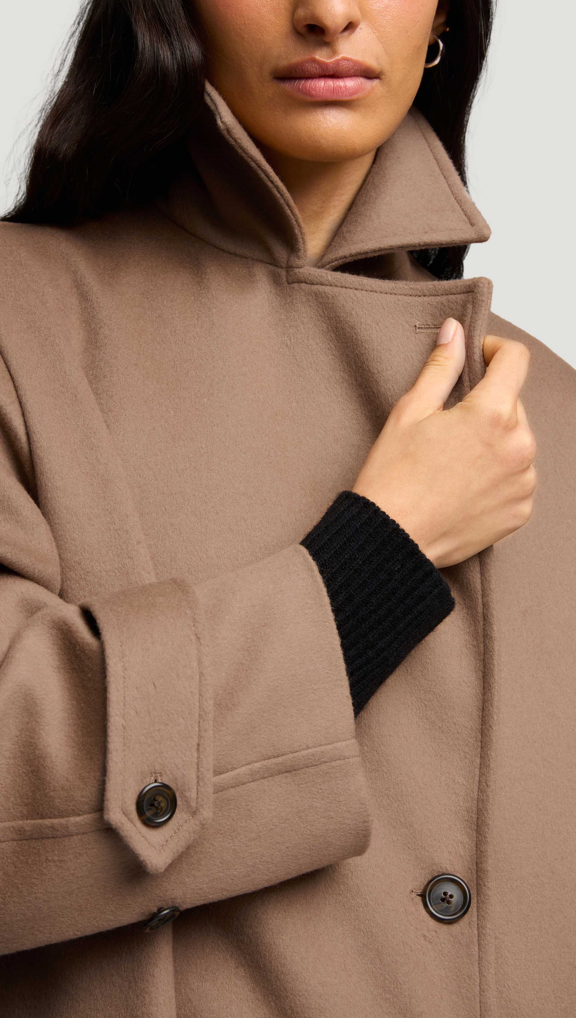 Double-Breasted Coat in Wool-Cashmere | Camel