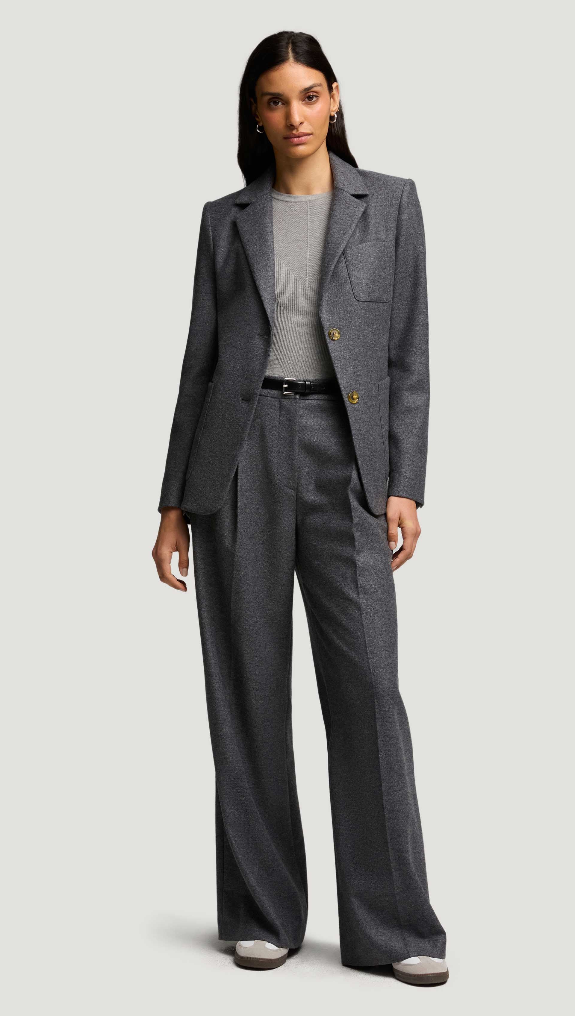 Weekend Blazer in Textured Wool | Grey Melange