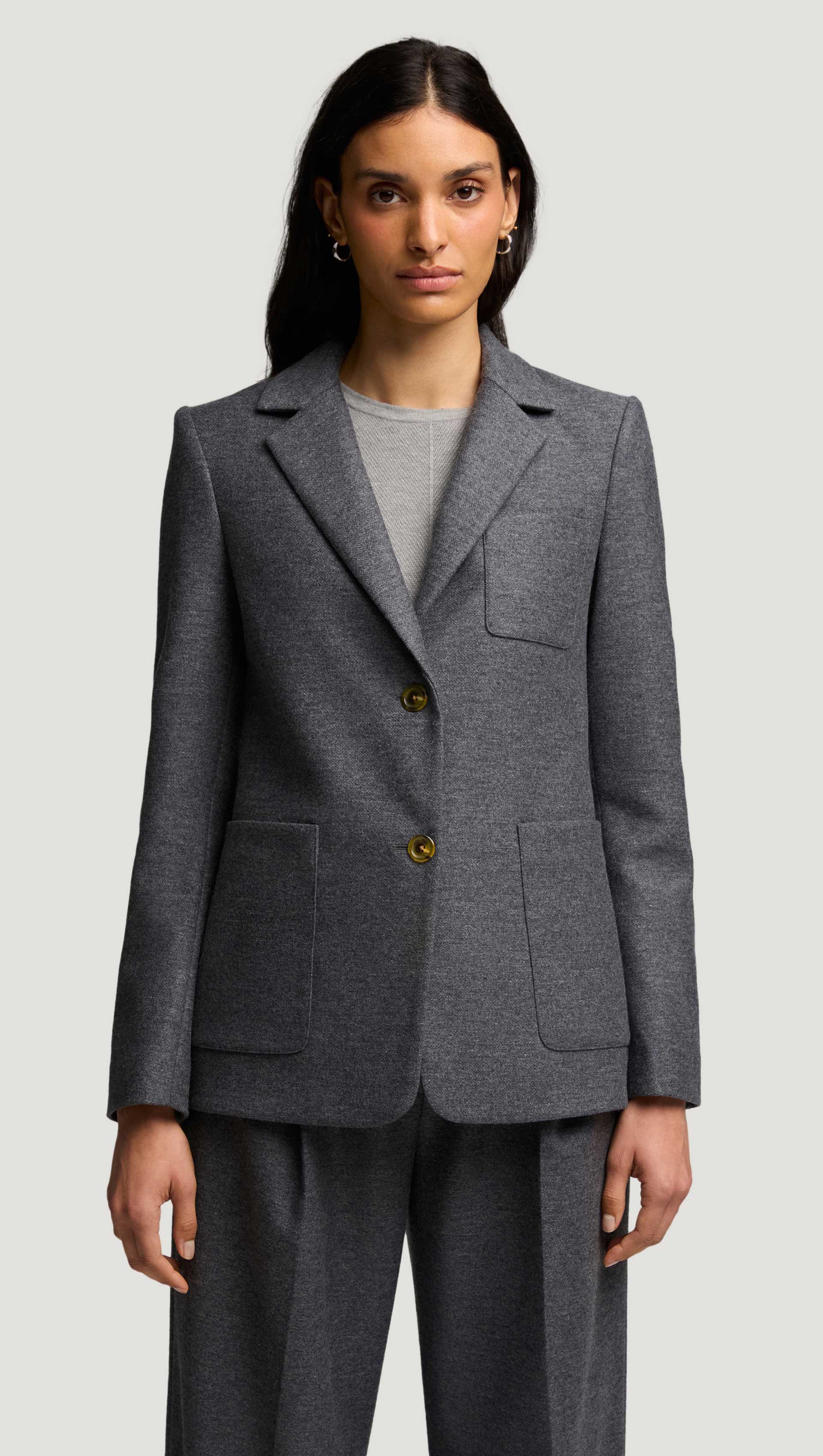 Weekend Blazer in Textured Wool | Grey Melange