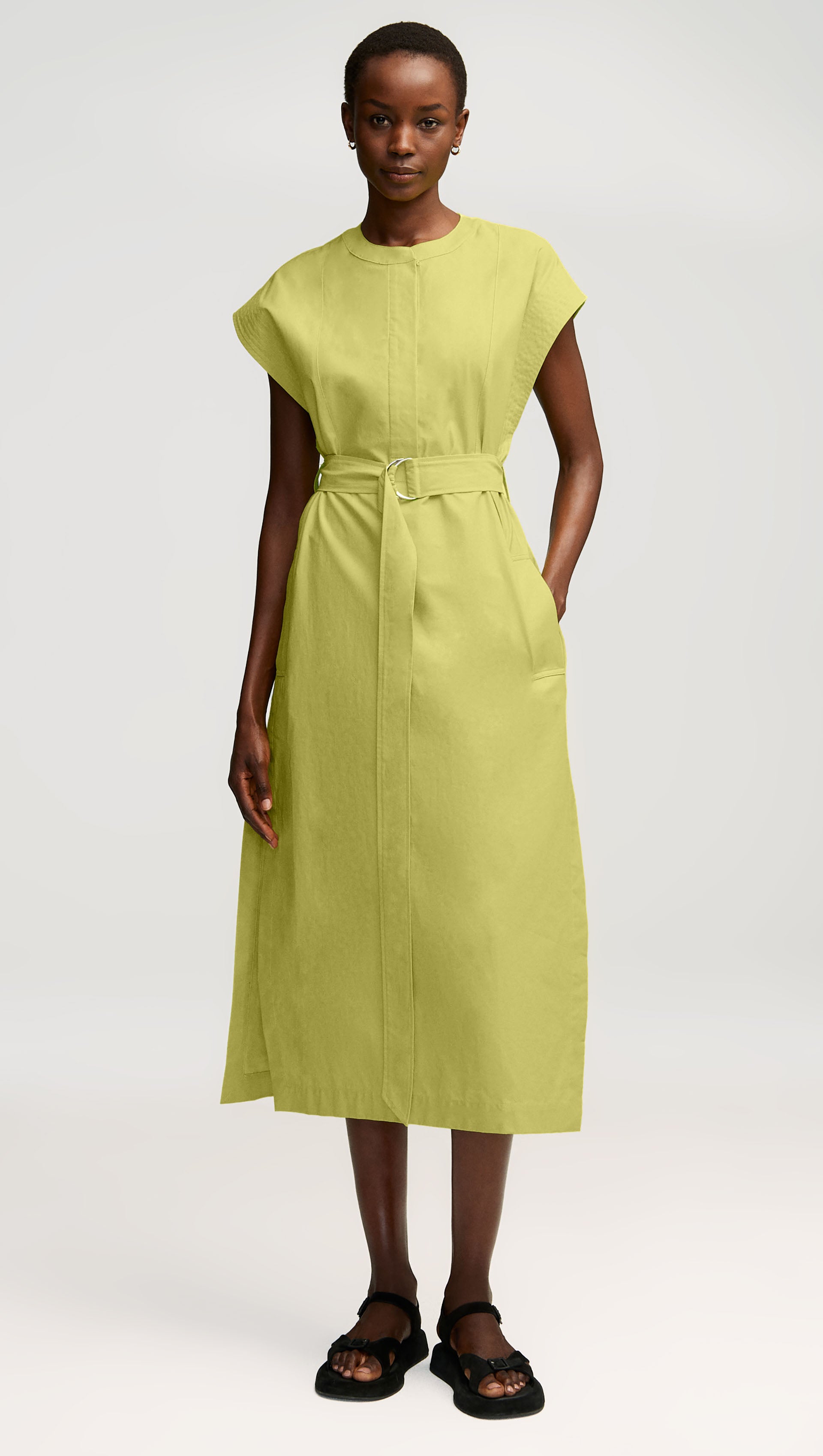 Bib Dress in Cotton Twill | Avocado