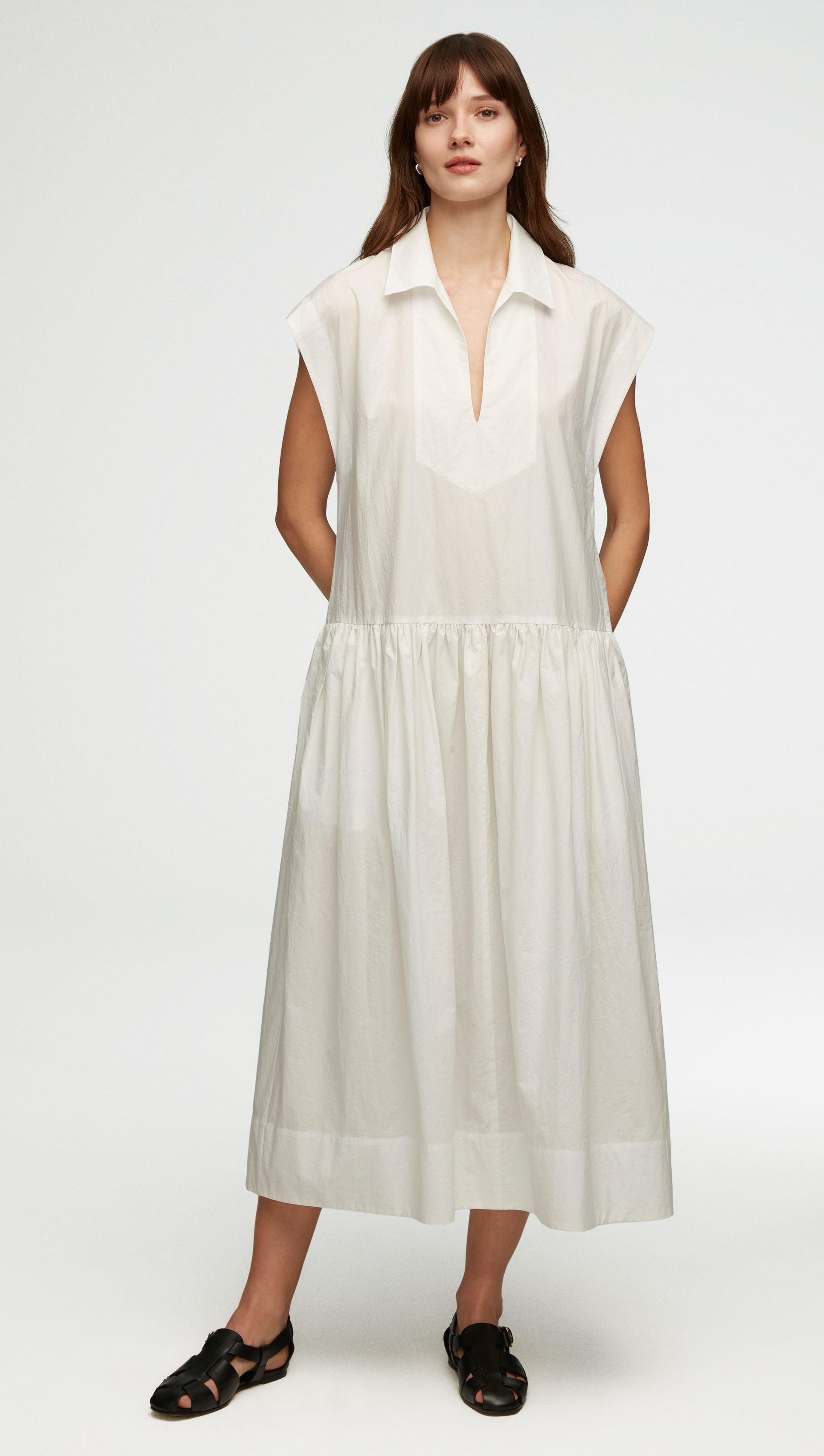 Popover Dress in Japanese Cotton Poplin | White