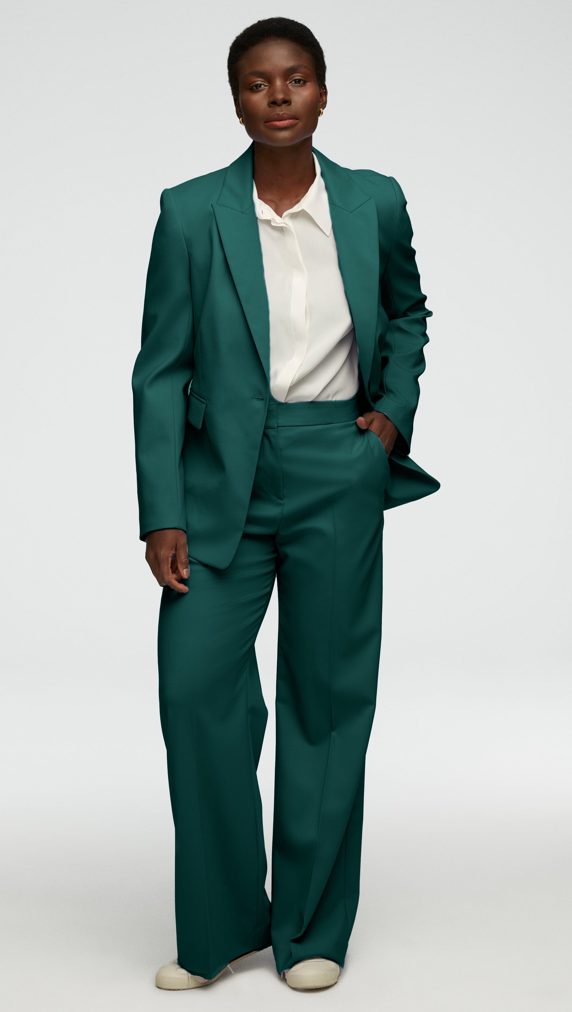 Single Button Blazer in Seasonless Wool | Emerald