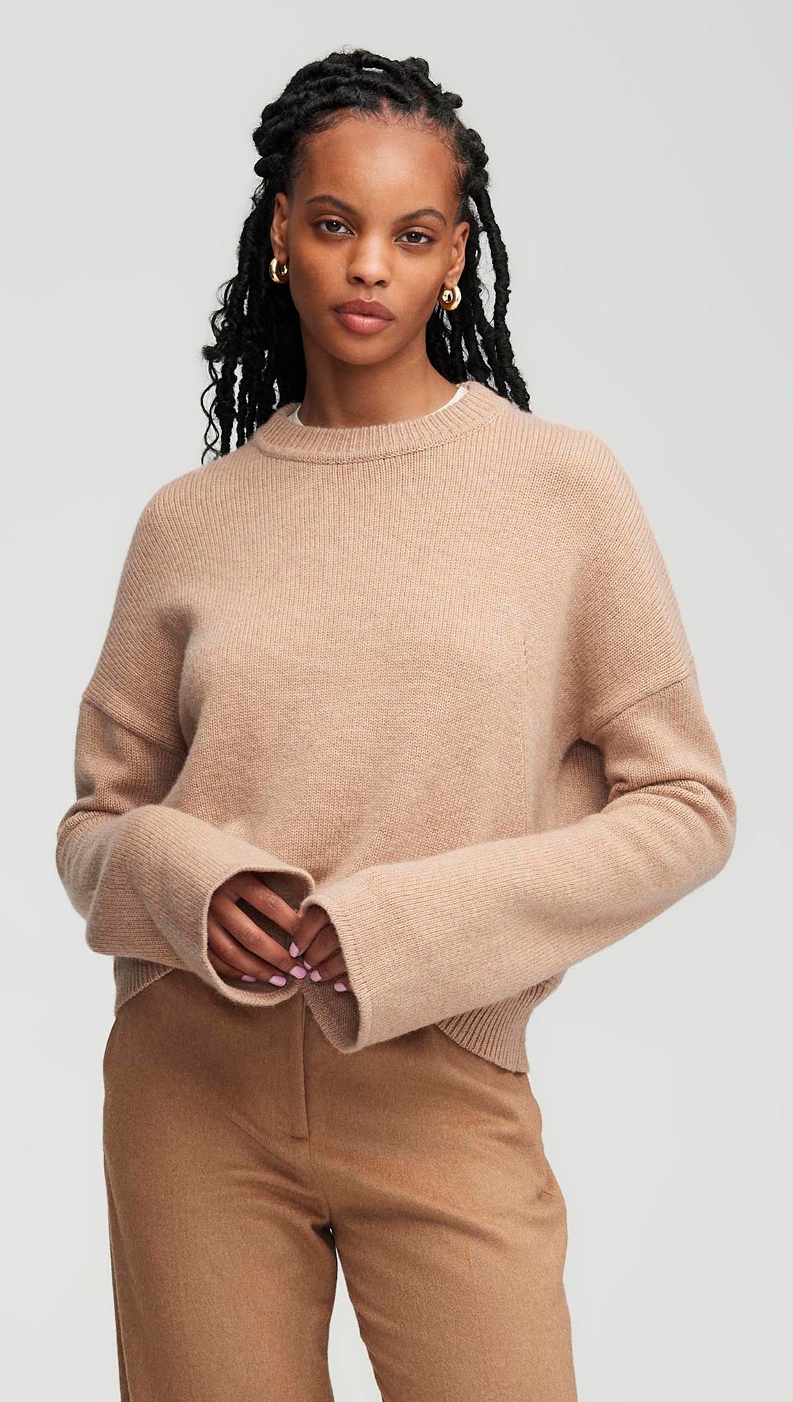 Everyday Boxy Crew in Wool-Cashmere | Camel