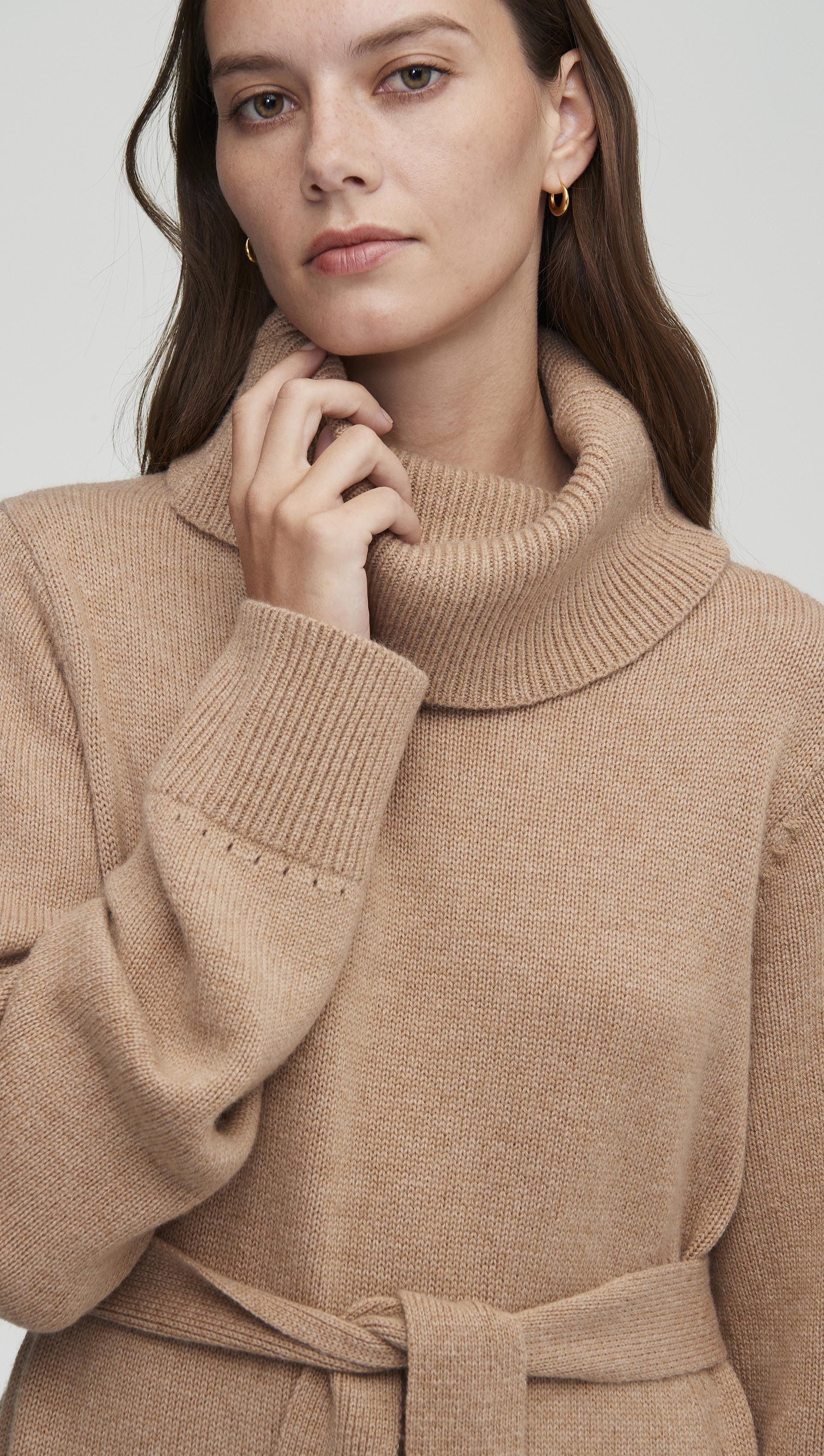 Turtleneck Dress in Wool-Cashmere | Camel