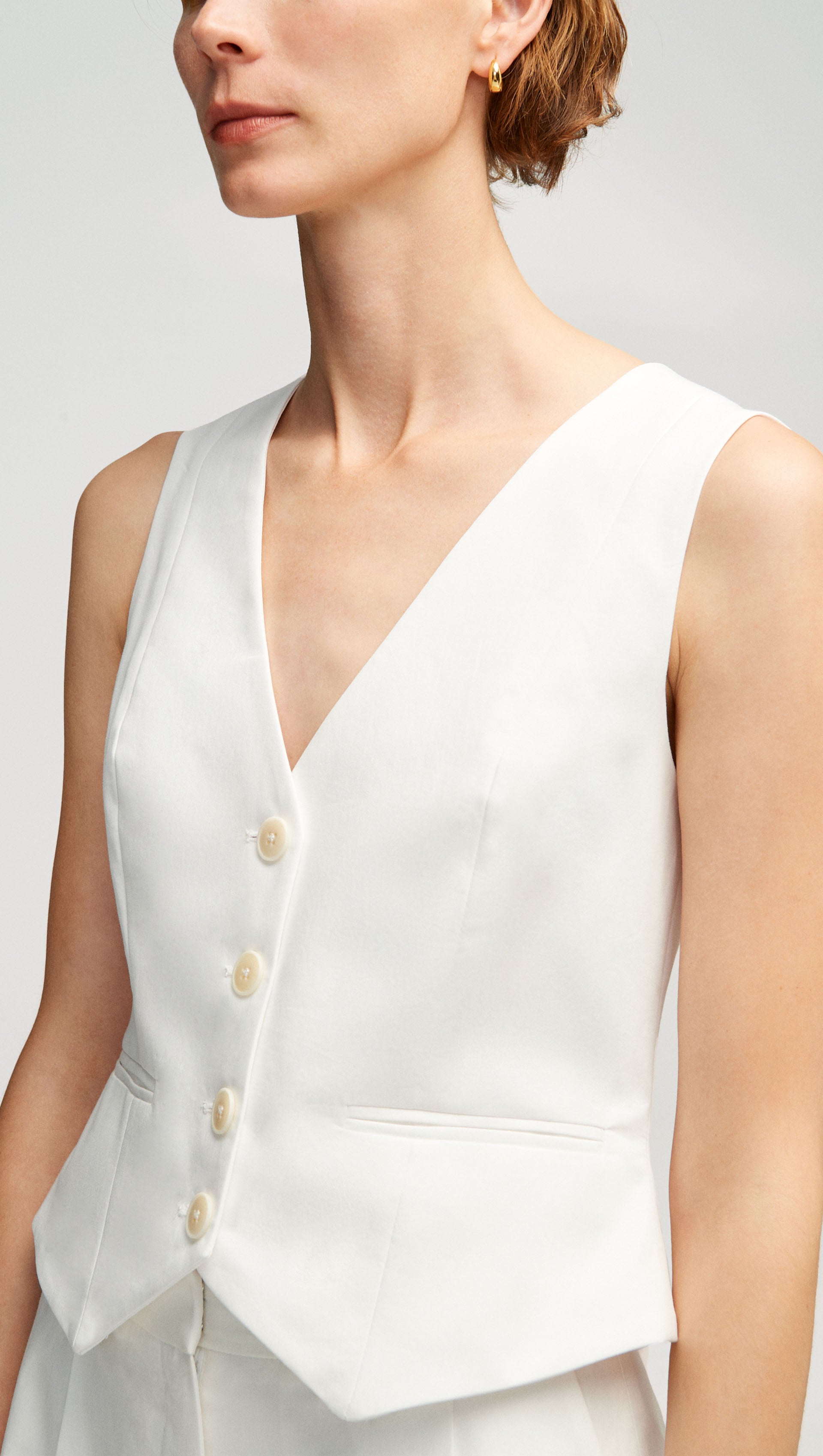 Waistcoat in Cotton Twill | Ivory