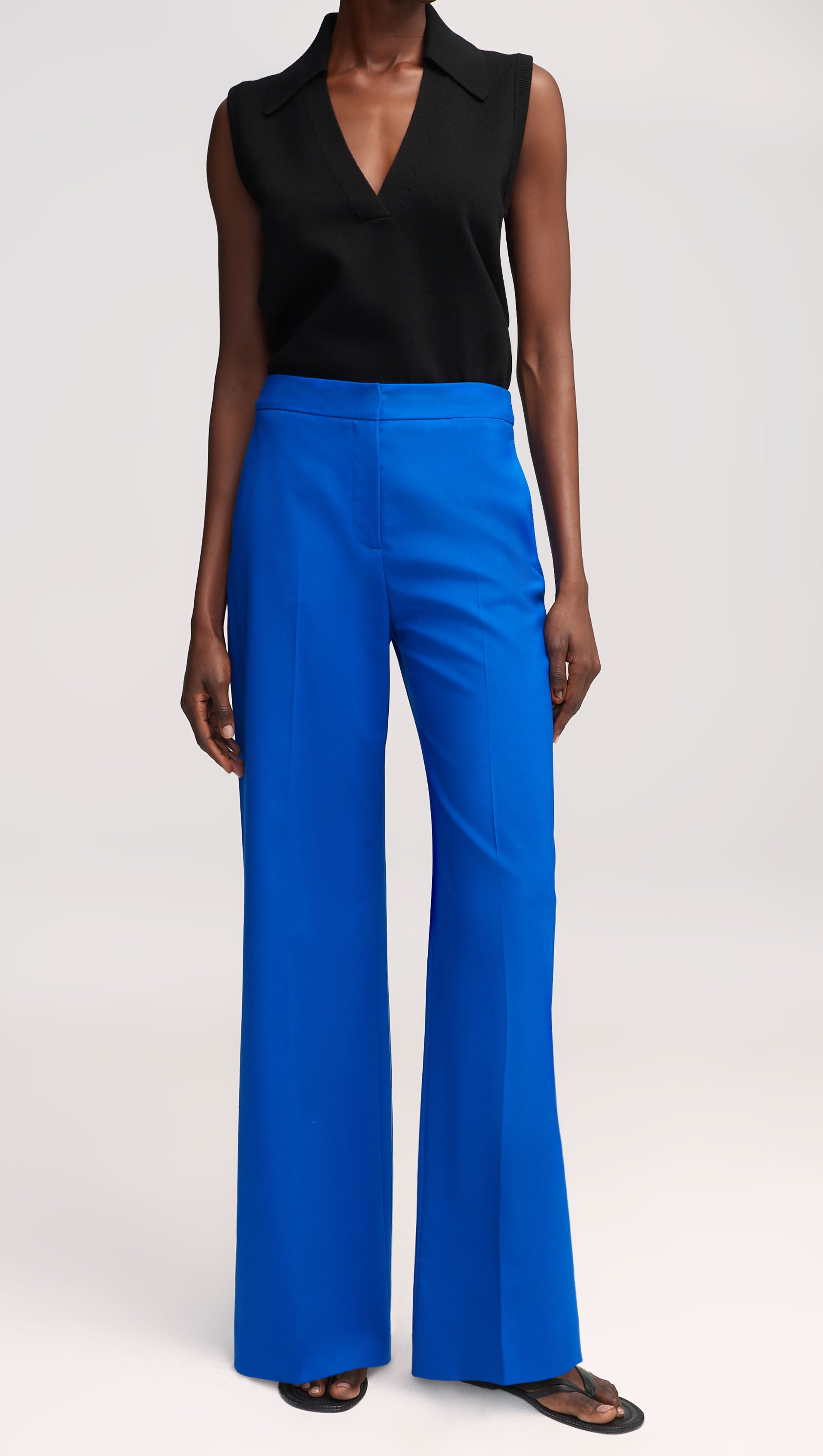 Wide Leg Trouser in Seasonless Wool | Royal Blue