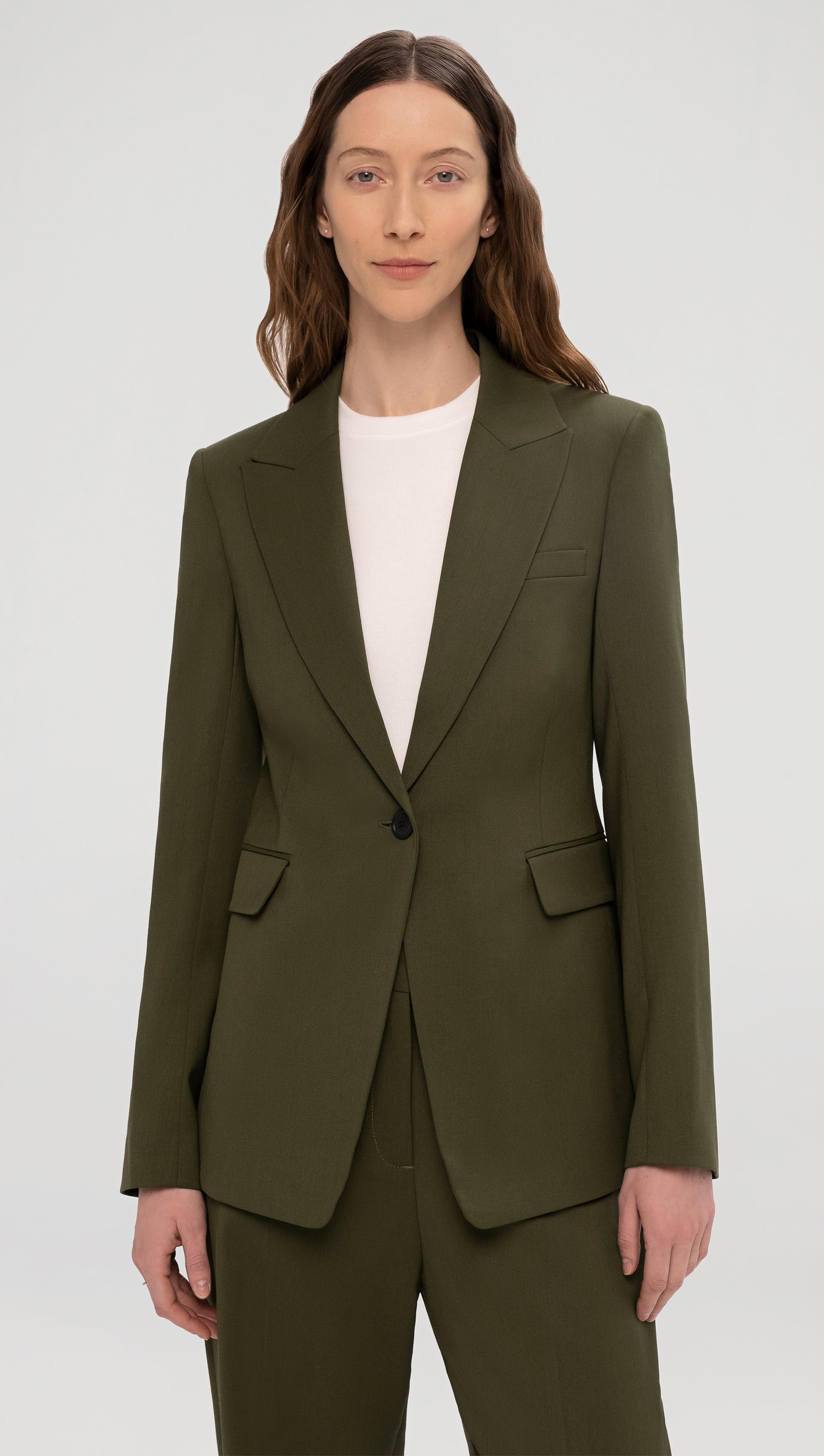 Single Button Blazer in Seasonless Wool | Olive