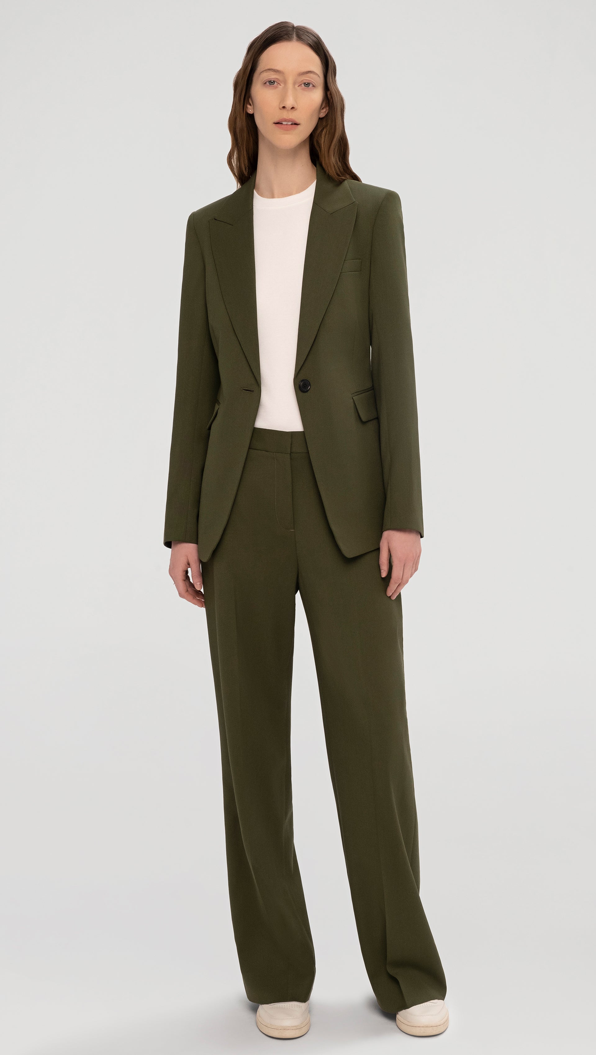 Single Button Blazer in Seasonless Wool | Olive