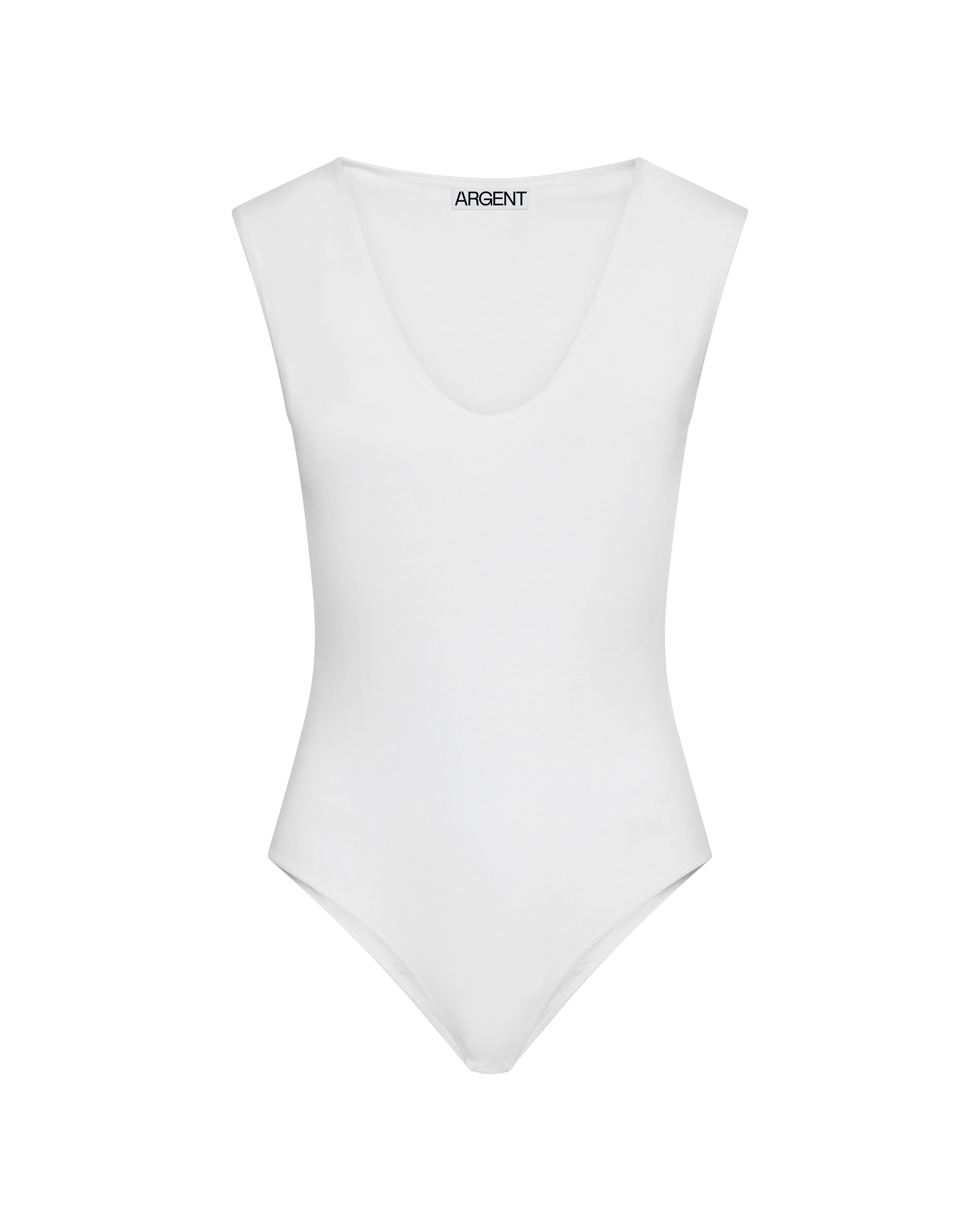 Deep V Bodysuit in Stretch Cotton | White